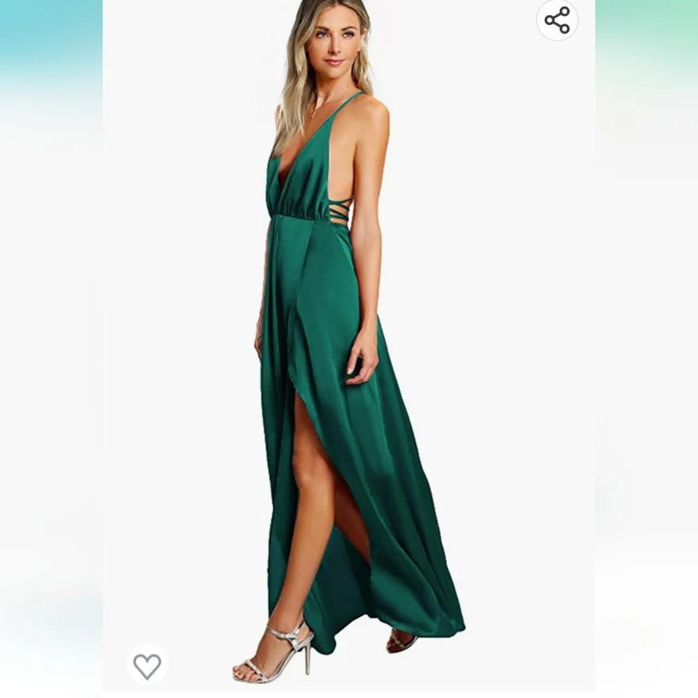 Satin dress with slit - Picture 8 of 8